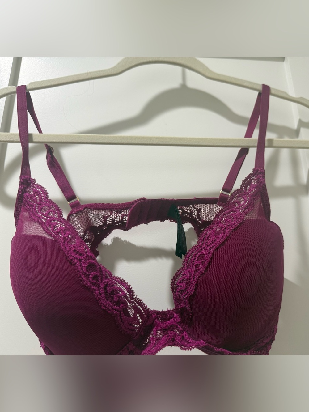 FEATHERS LUXE PLUNGE T-SHIRT BRA Lace Trim Push-Up Bra - Dark Fuchsia/Plum